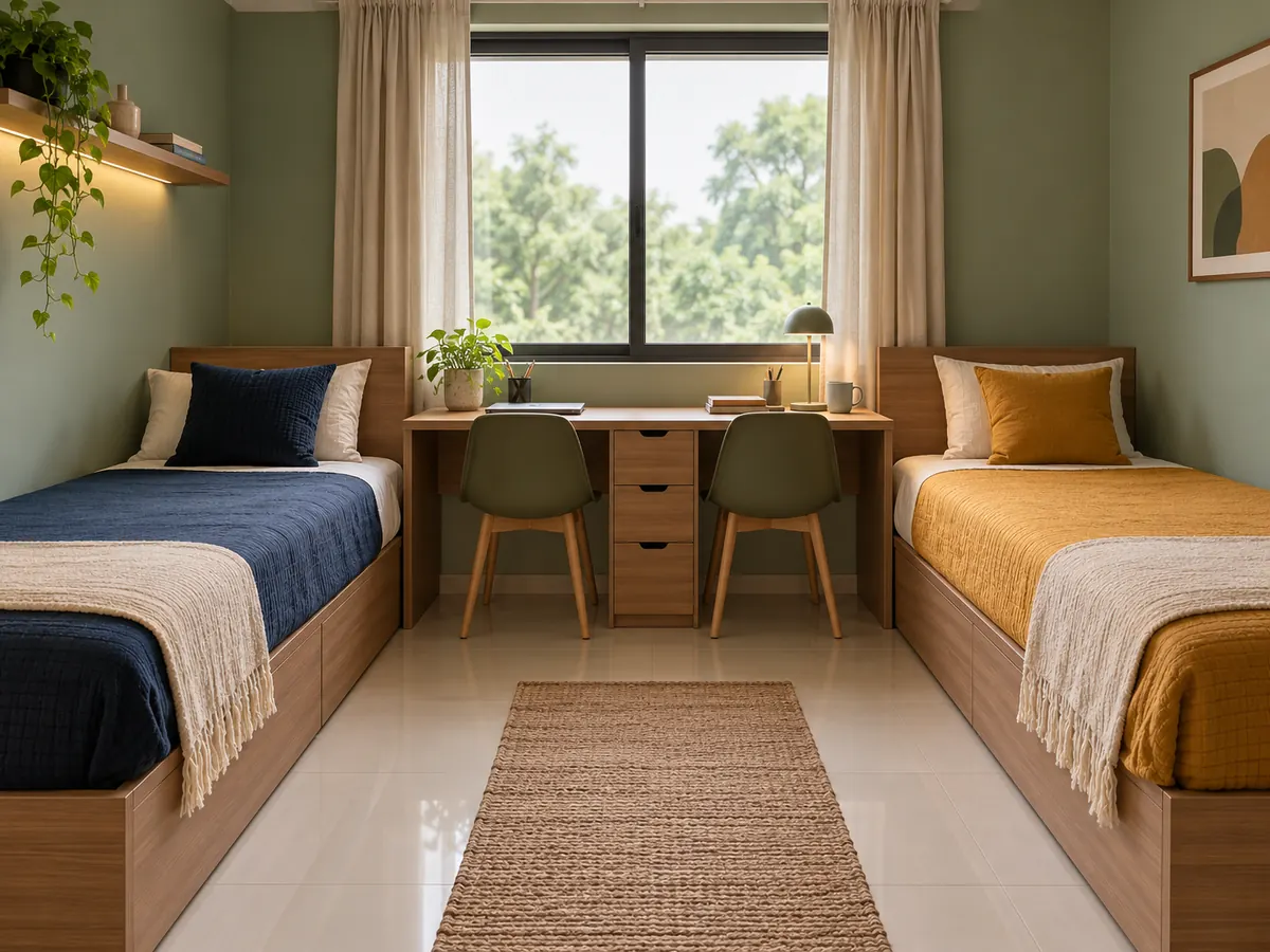 Illustration (generated image), not this property: a twin sharing room