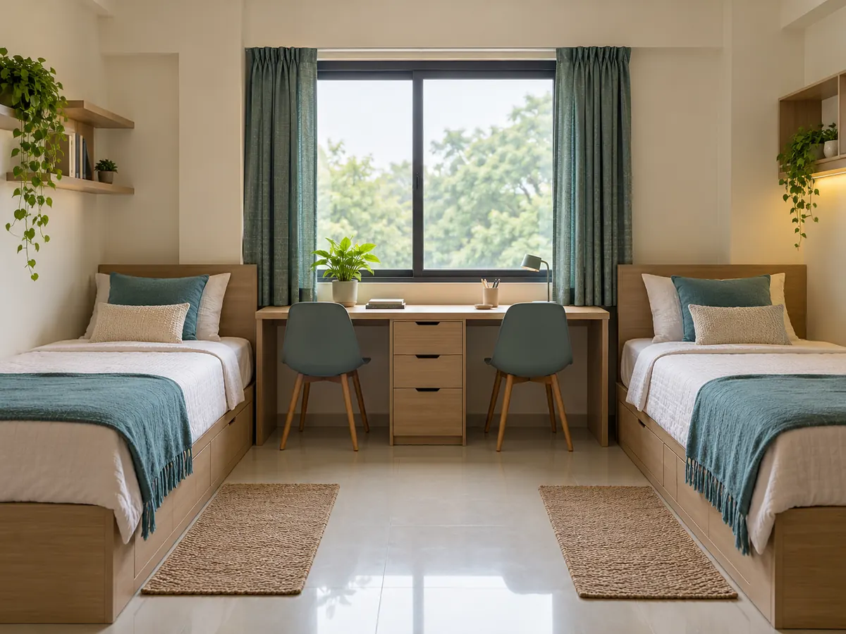 Illustration (generated image), not this property: a twin sharing room