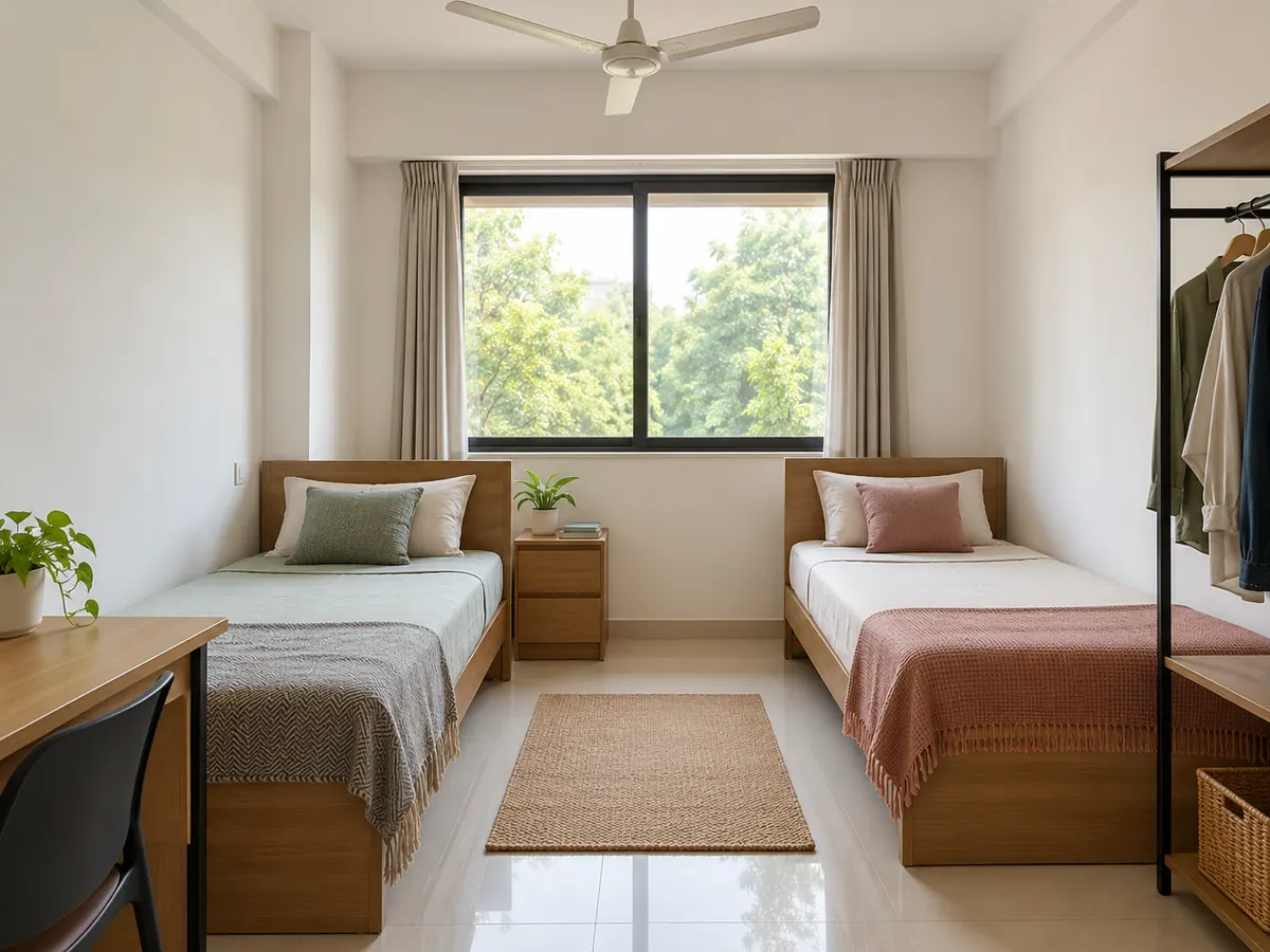 Illustration (generated image), not this property: a twin sharing room