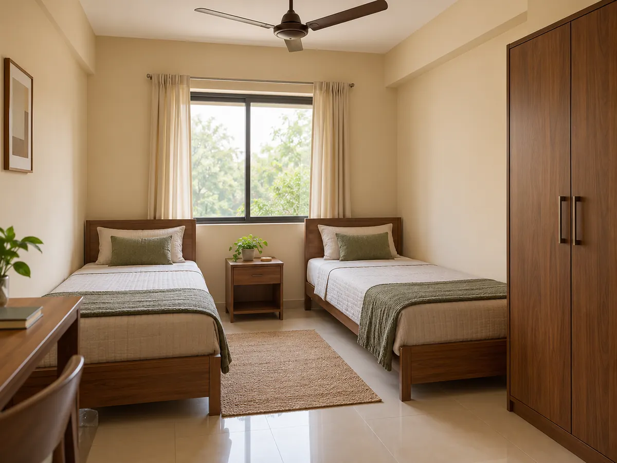 Illustration (generated image), not this property: a twin sharing room